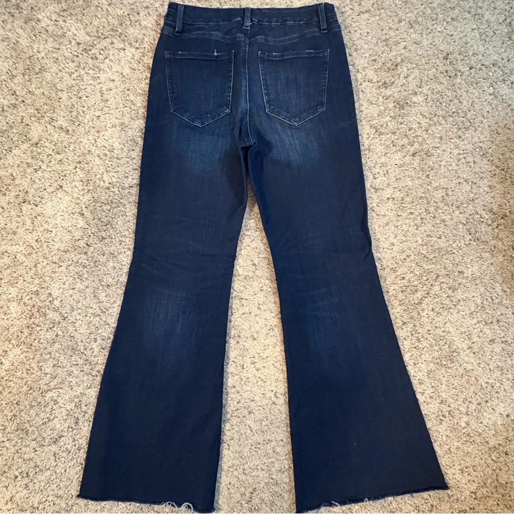 Express 70’s Flare Mid-Rise Dark Indigo Jeans - Medium Short Size 6/8/10 - Picture 6 of 10